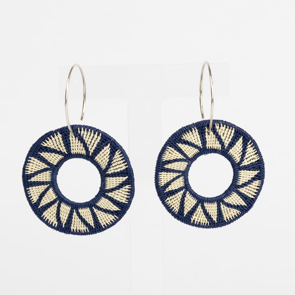Round Navy Earrings