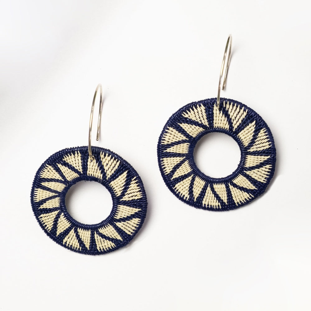 Round Navy Earrings