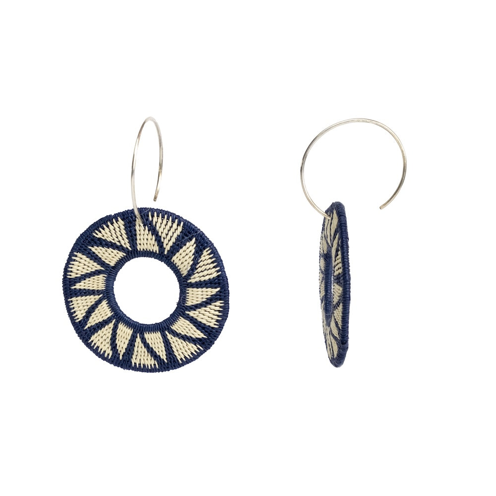 Round Navy Earrings