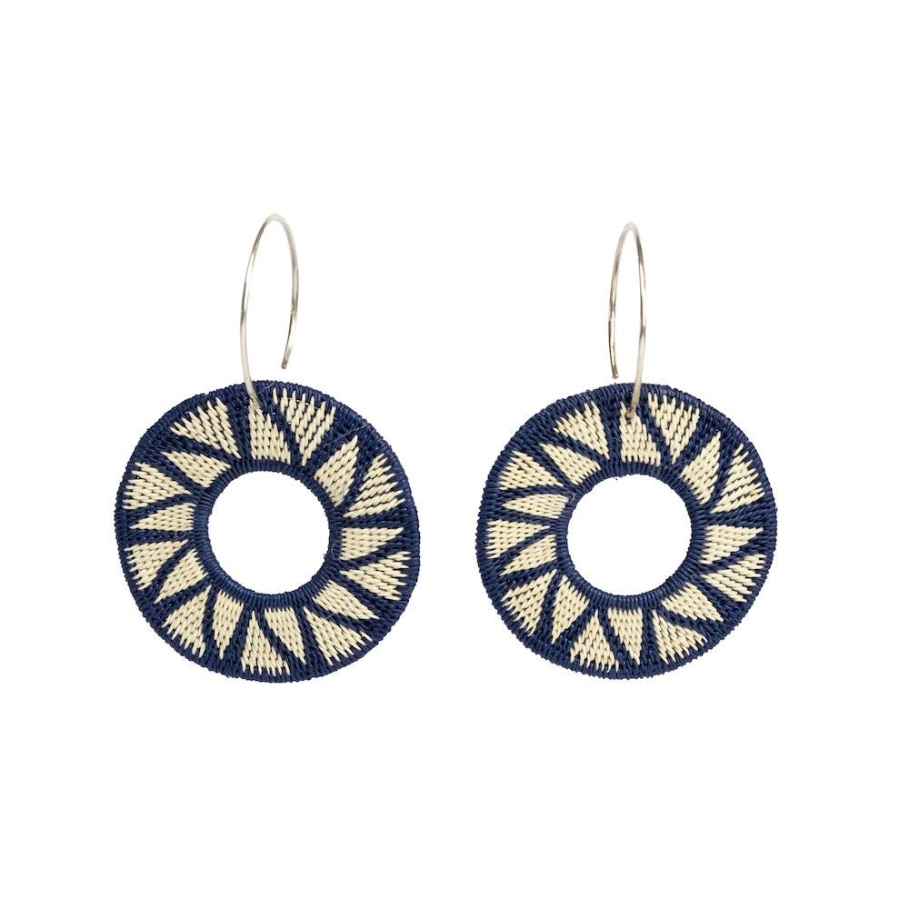 Round Navy Earrings