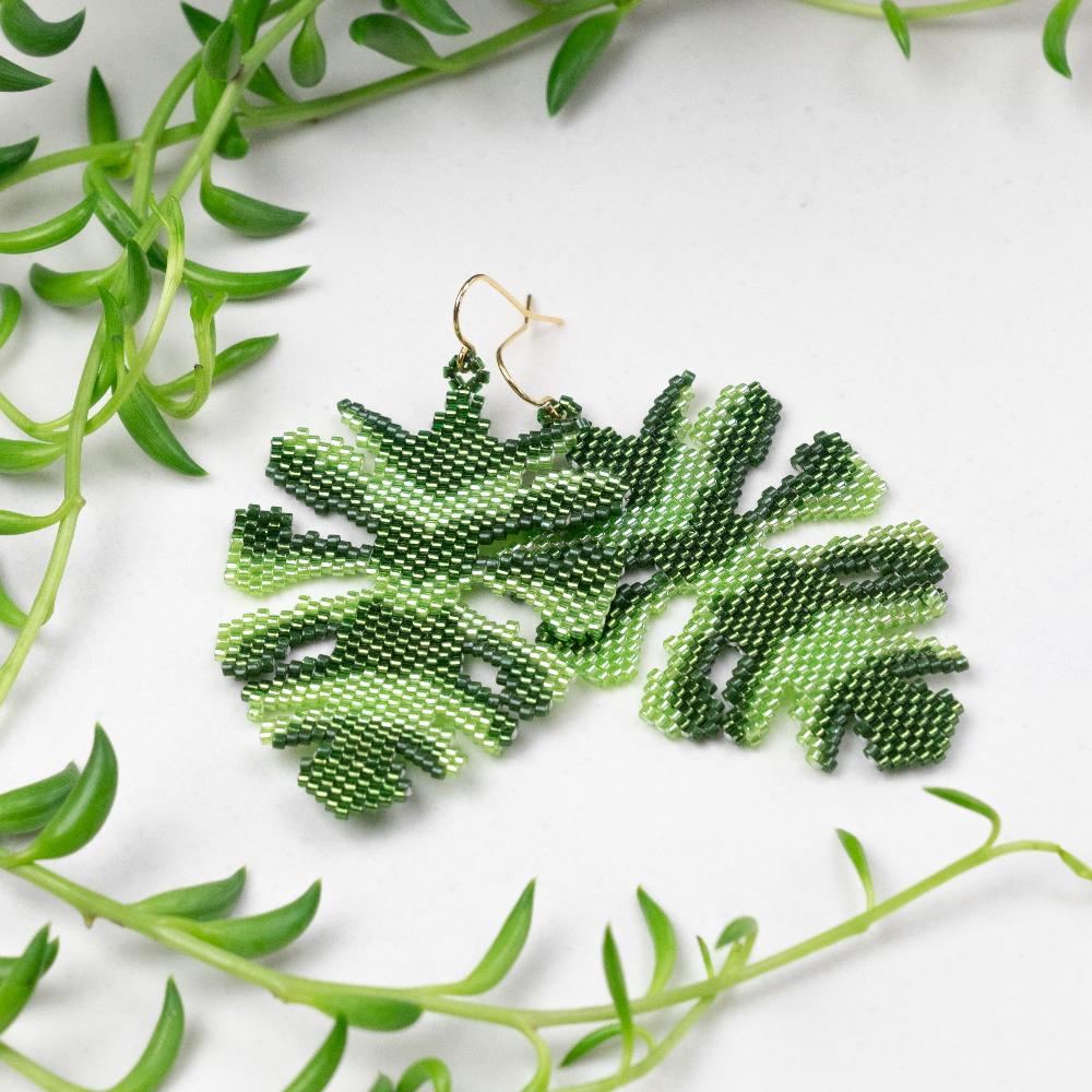 crochet monstera leaf earrings Monstera Leaf Earring