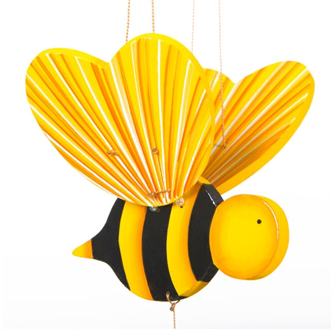 Bumble Bee Flying Mobile - Ethical Handmade Gift - Pollinator Home Decor. Hand-painted in Colombia 