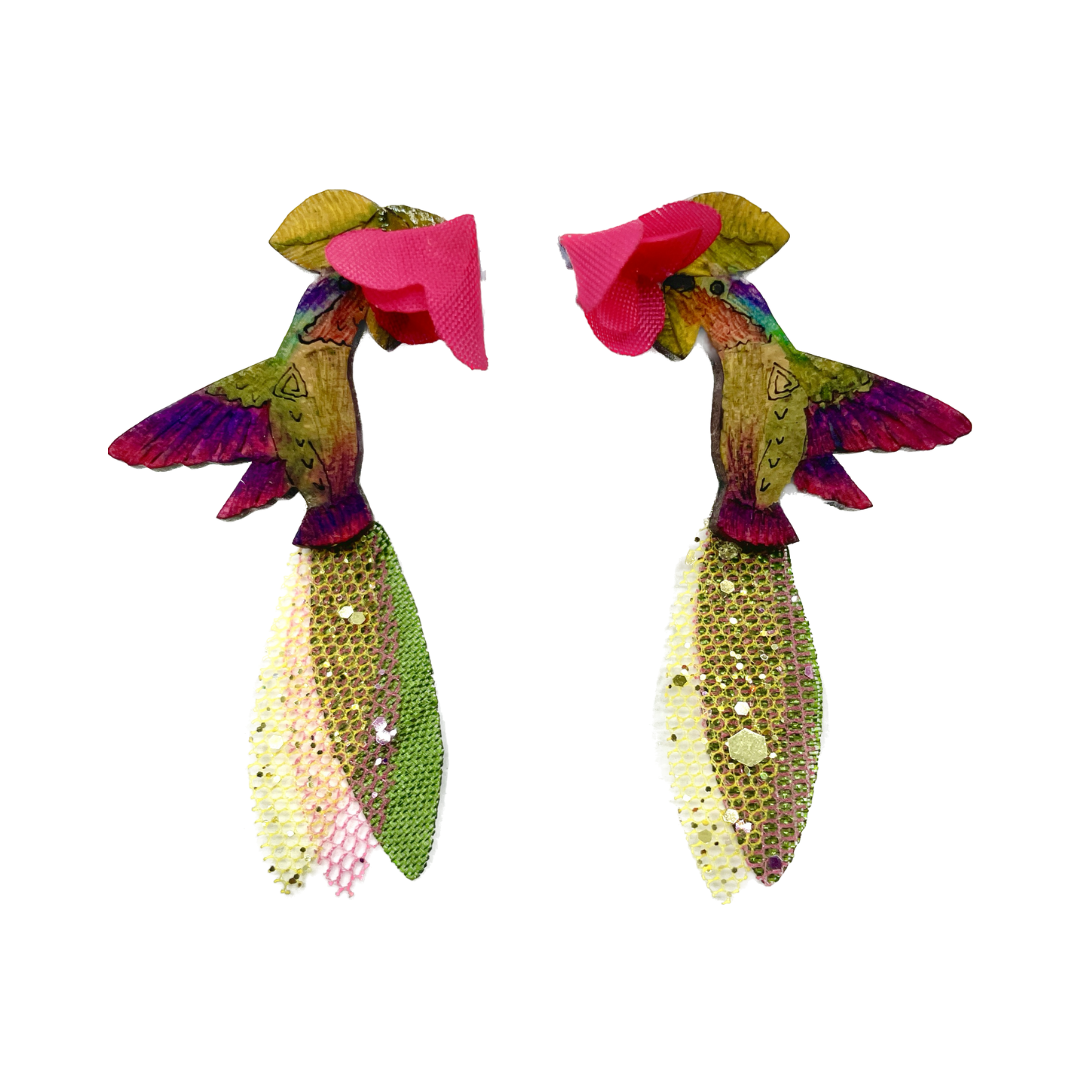 Pink Anna Hummingbird earring studs