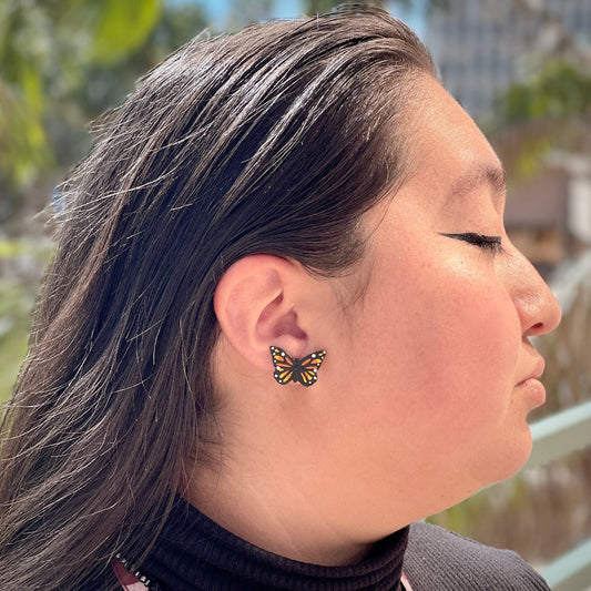 Monarch Earrings on Latina Model