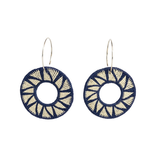 Round Navy Earrings