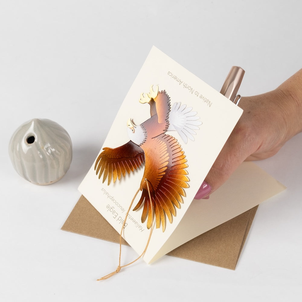 American Bald Eagle Ornament with Blank Notecard