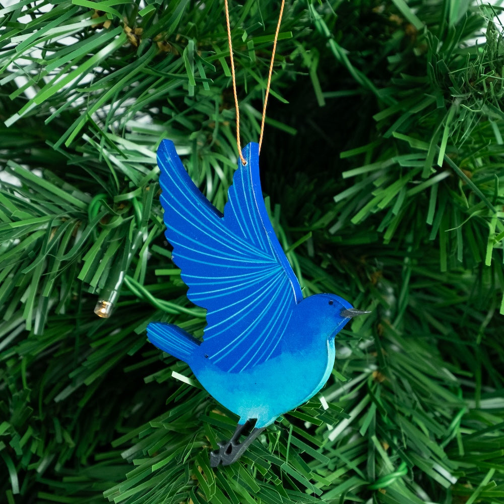 Flying Indigo Bunting Ornament