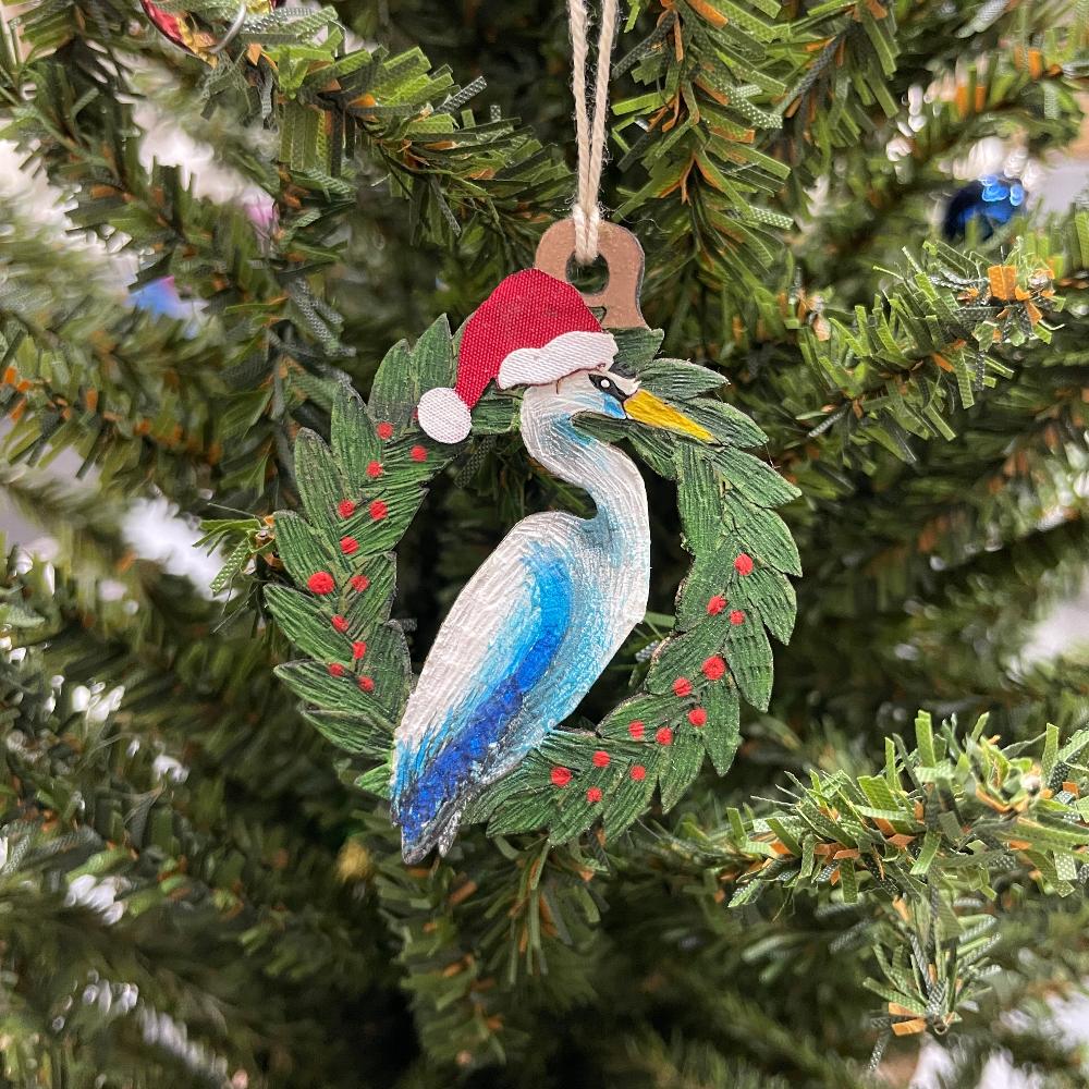 Blue Heron Holiday Ornament