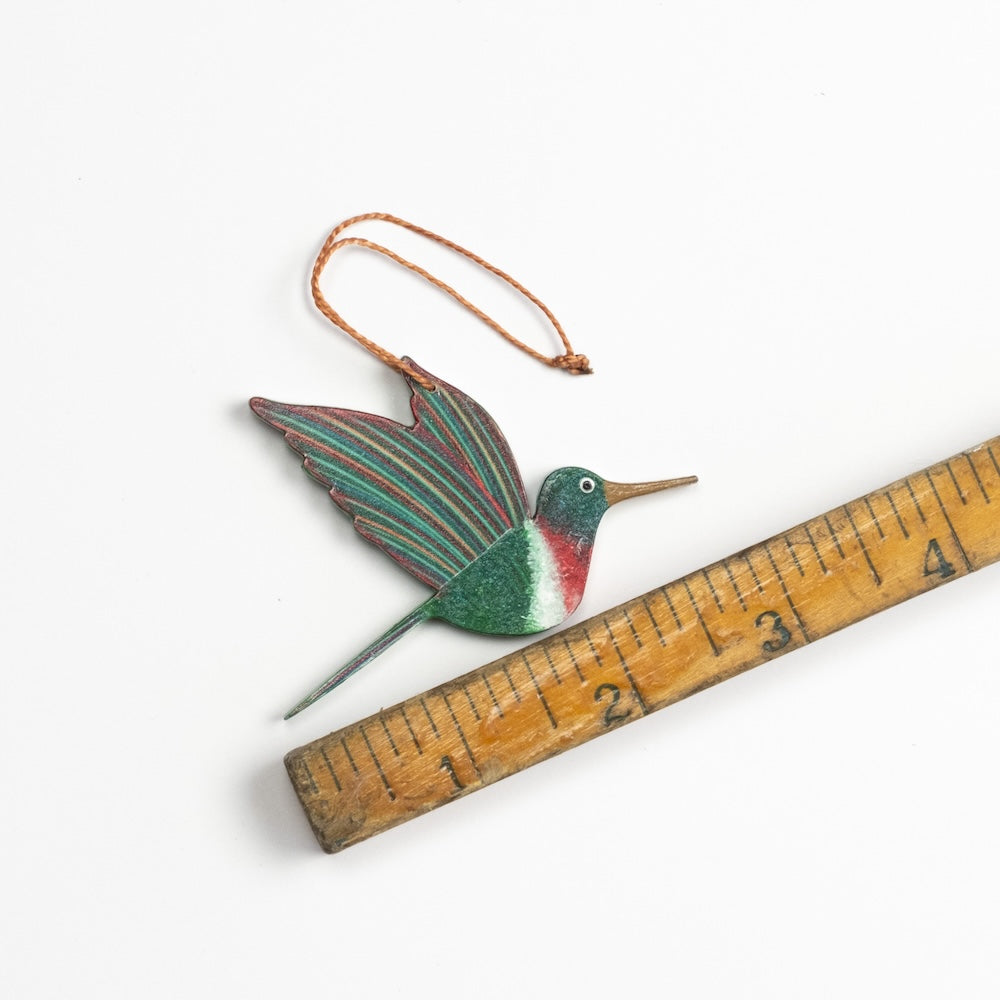 Flying Ruby-Throated Hummingbird Ornament