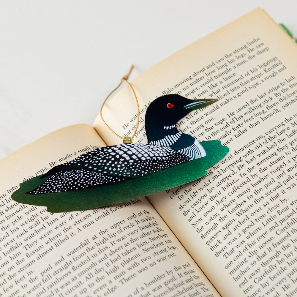 Loon Bronze Ornament with Blank Notecard