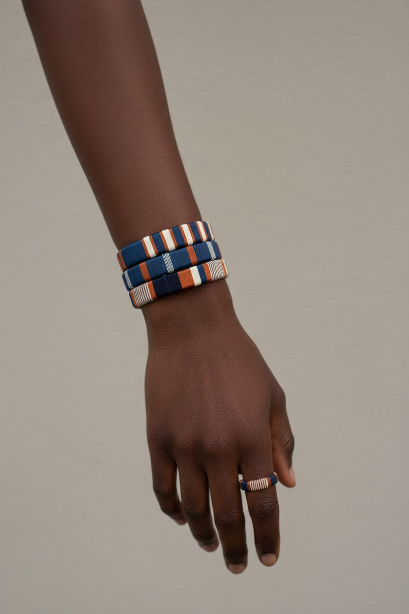 Navy & Copper wire bracelets-TAVWE