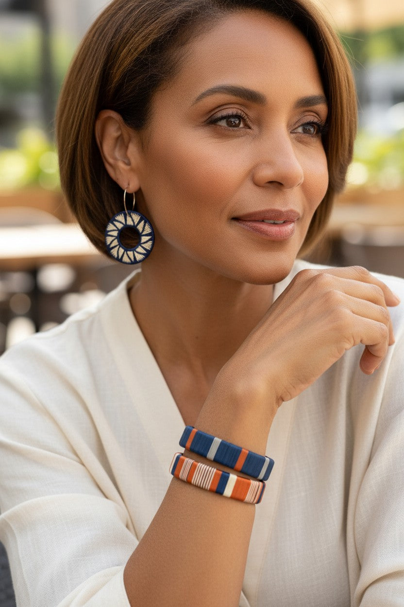 Navy & Copper wire bracelets-TAVWE