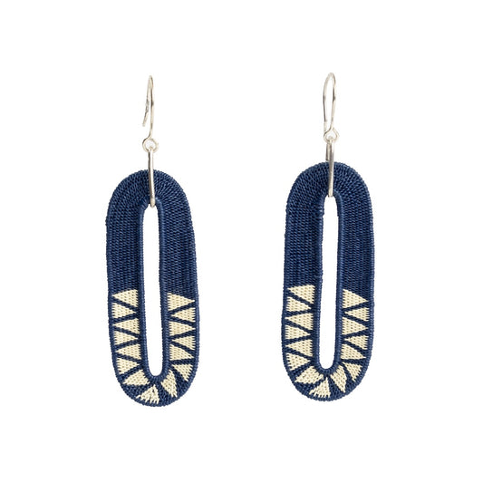 Oval Navy Earrings