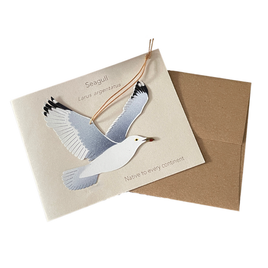 Seagull Bronze Ornament with Blank Notecard