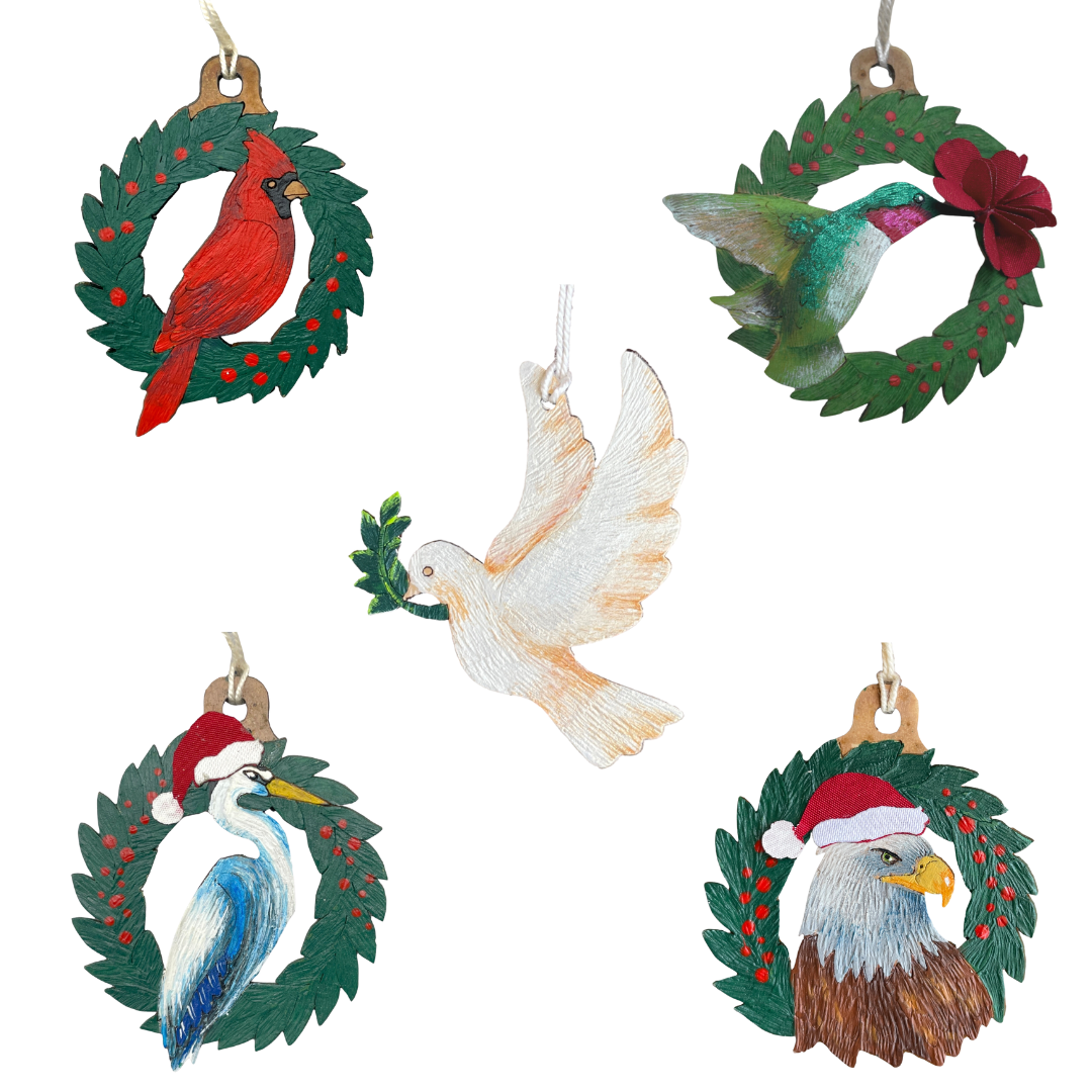 Set of 5 Bird Ornaments