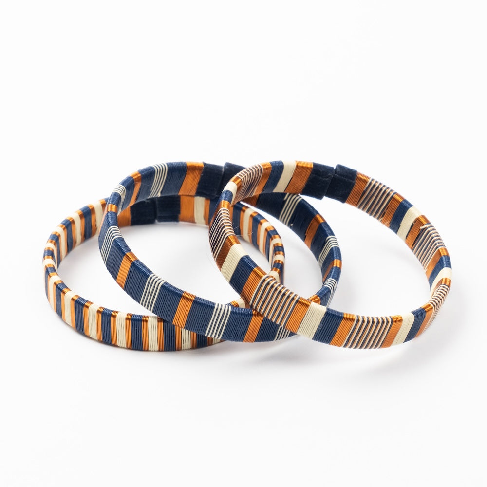 Navy & Copper wire bracelets-TAVWE