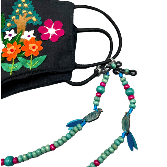 Blue Bird chain for eyeglasses or face mask.  Handmade in Colombia.  