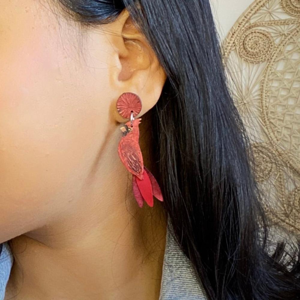 Cardinal Lg Earrings.  Handmade in Colombia. 