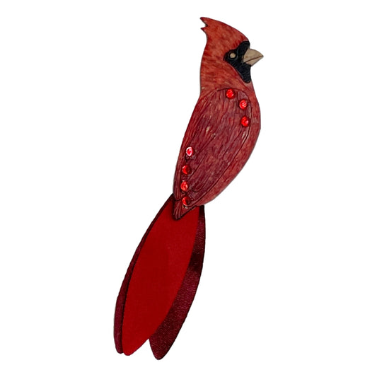 Cardinal Brooch Pin.  Handmade in Colombia. 