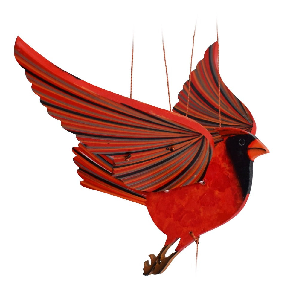 Cardinal Flying Mobile. Ethical Home Decor. Handmade & Hand-painted in Colombia. 