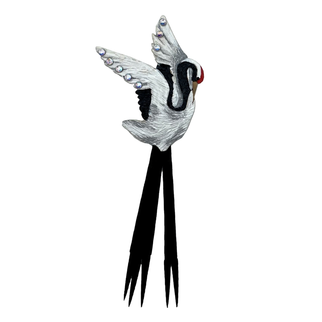 Crane Bird Brooch Pin.  Handmade in Colombia.  