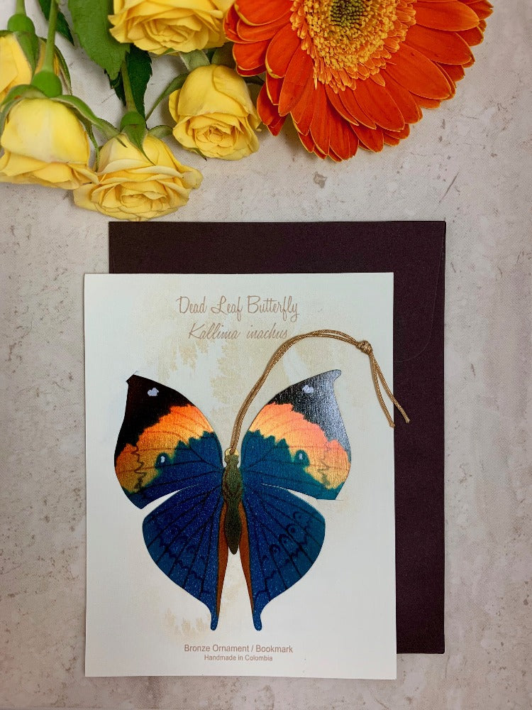 Dead Leaf Butterfly Ornament Handmade Wholesale Notecard thank you sympathy get well birthday ethical gift