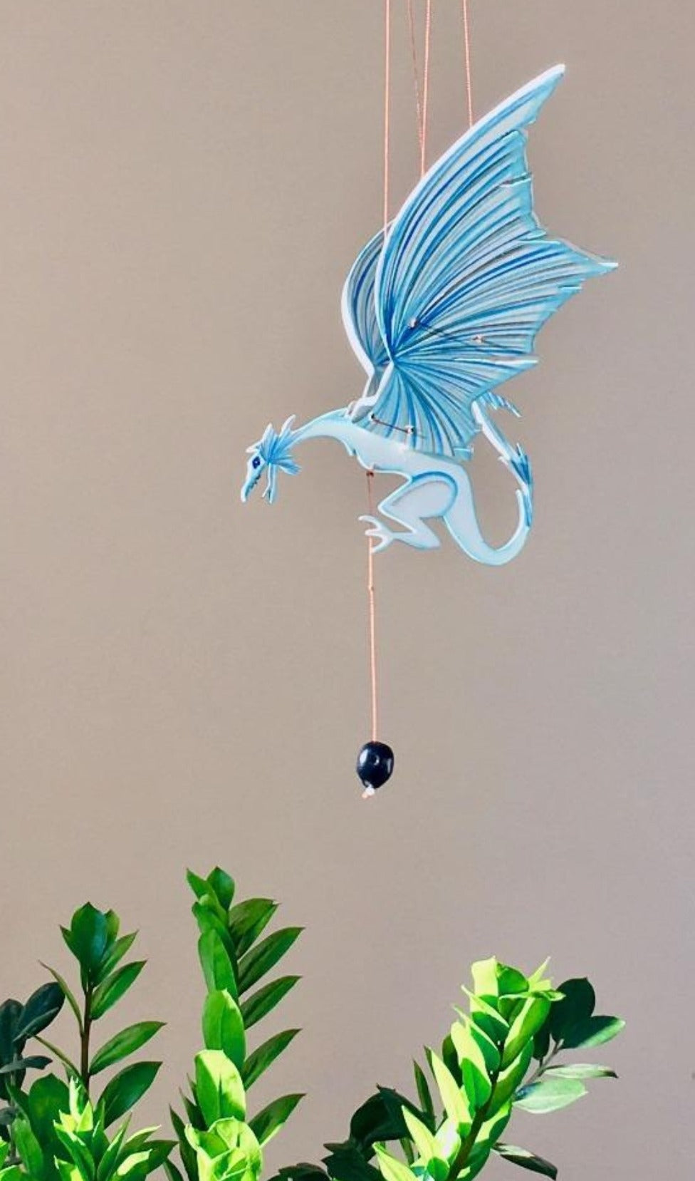 Ice Dragon Flying Mobile. Handmade & Hand painted in Colombia. Ethical Home Decor. Gift for Game of Thrones Fans.