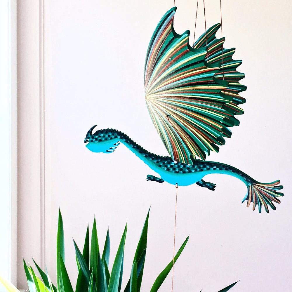 Dragon Lizard Flying Mobile Handmade ethical Gift Home Decor