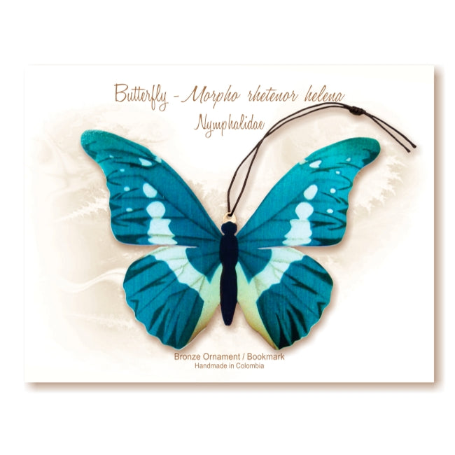 Helena Blue Morpho Butterfly Ornament Bookmark Handmade