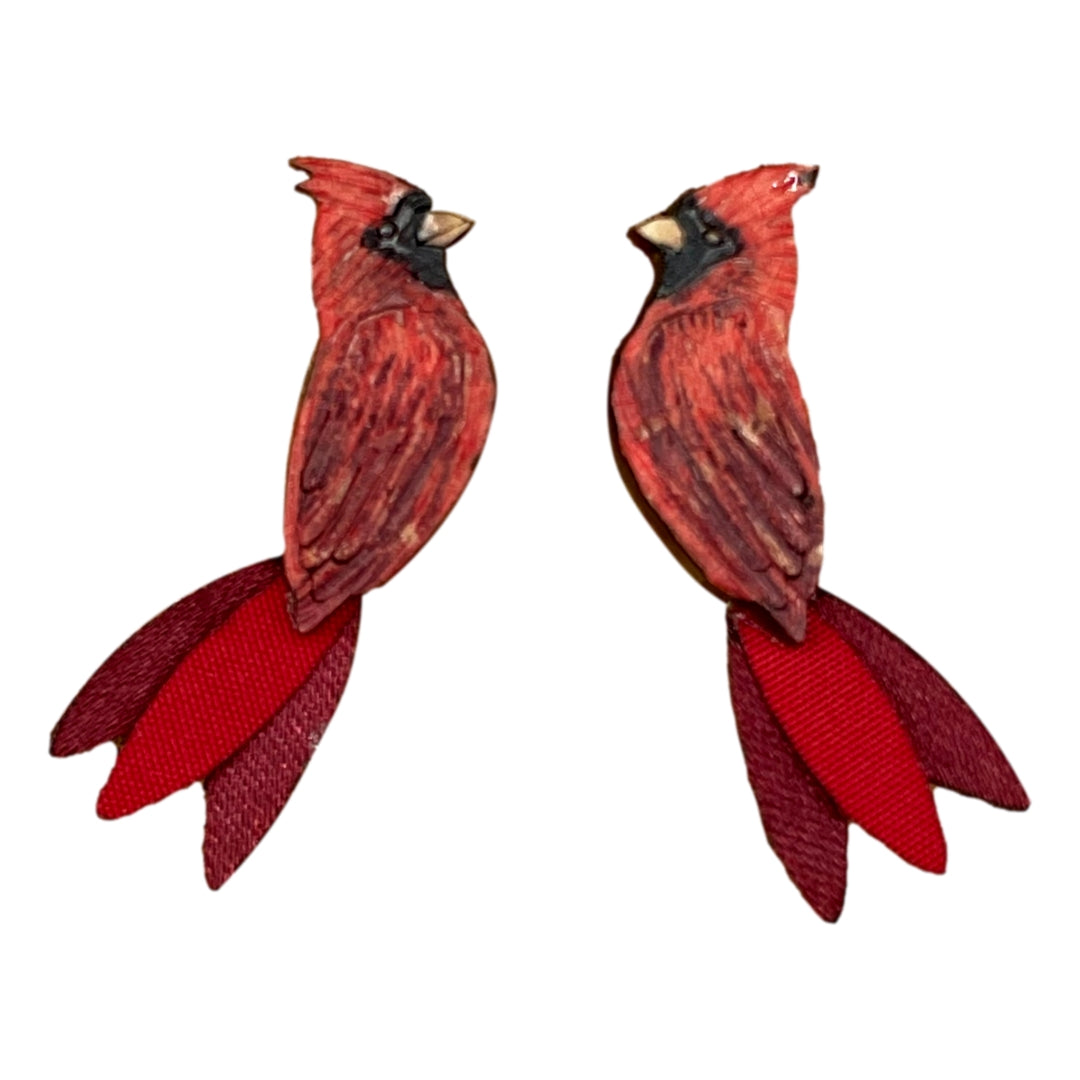 Cardinal Earrings-Sm-2in Long-Tulia's Artisan Gallery