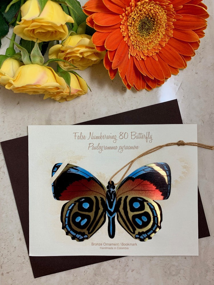 Numberwing Butterfly Ornament Handmade Bronze home decor notecard thank you sympathy birthday christmas getwell gift