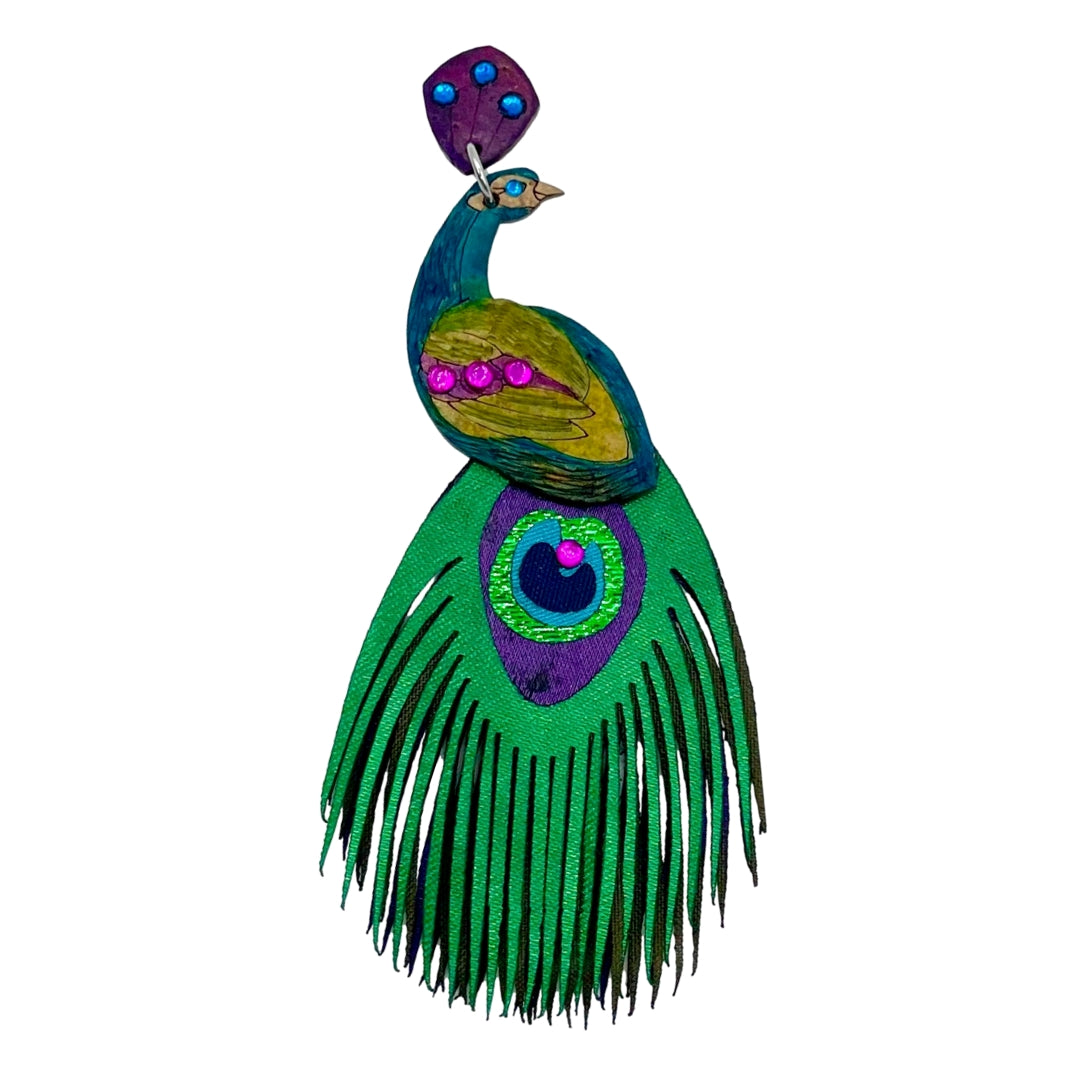 Peacock Brooch Pin.  Handmade in Colombia. 
