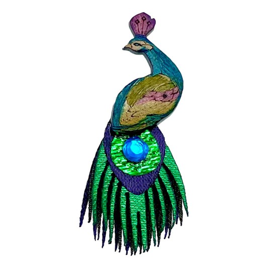 Peacock XS Pin Brooch.  Handmade in Colombia. 