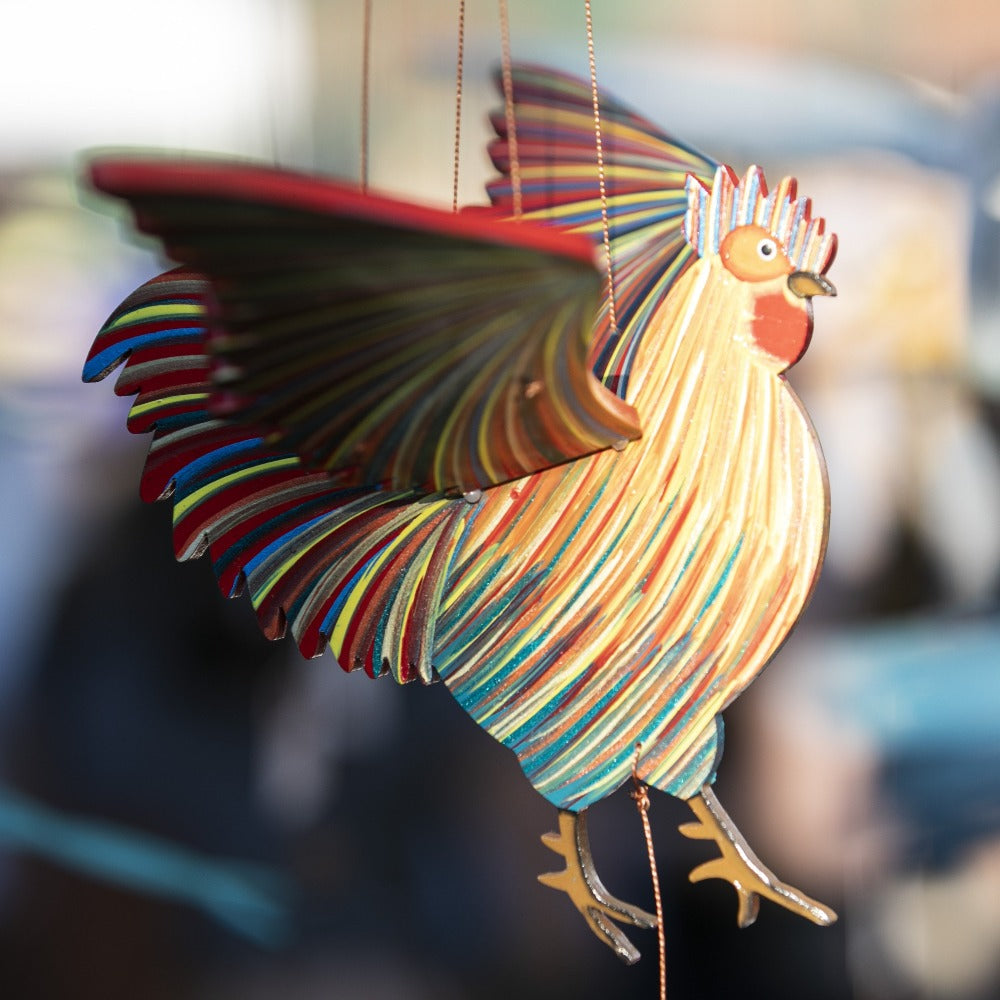 Chicken Rooster Flying Mobile-Tulia's Artisan Gallery