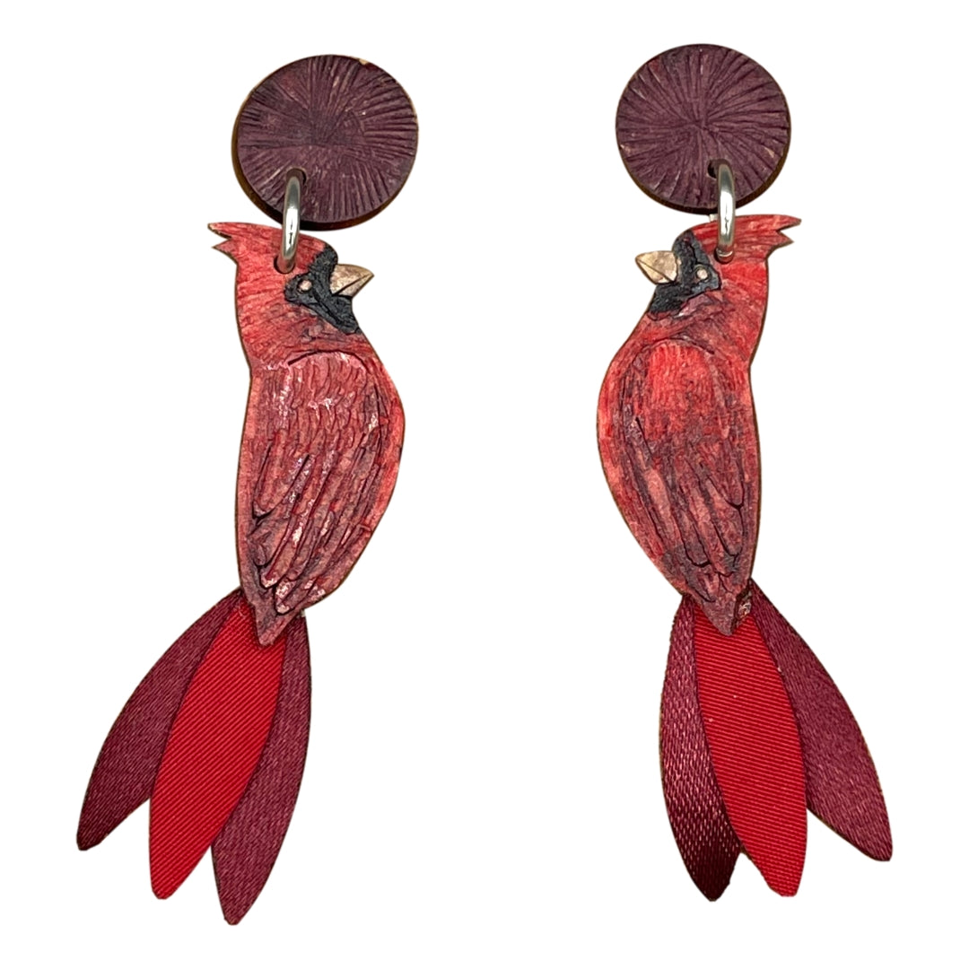 Cardinal Earrings-LG-Lg-3.5in Long-1-Tulia's Artisan Gallery