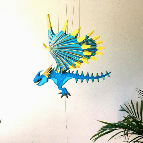 Flying Spike Dragon Mobile. Ethical Home Decor . Handmade in Colombia